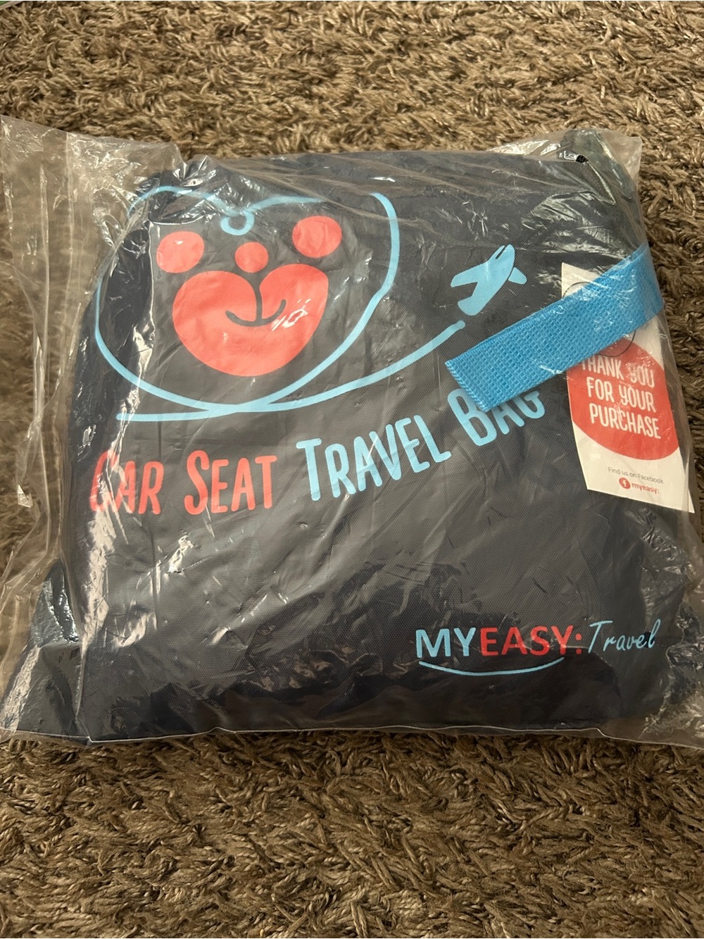 Navy and Light Blue Kids Car Seat Travel Bag